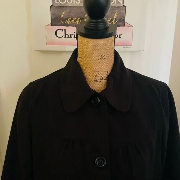 Larry Levine Stretch Black Denim Slightly Cropped Blazer Jacket Size Medium - Picture 3 of 10